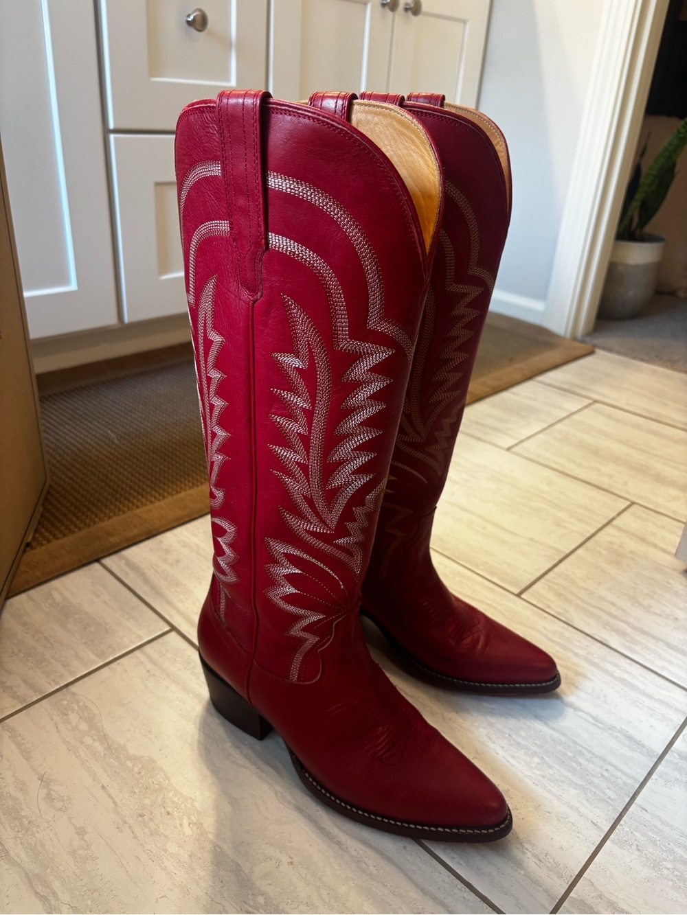 Tecovas Abby Crimson Knee-High Boots
